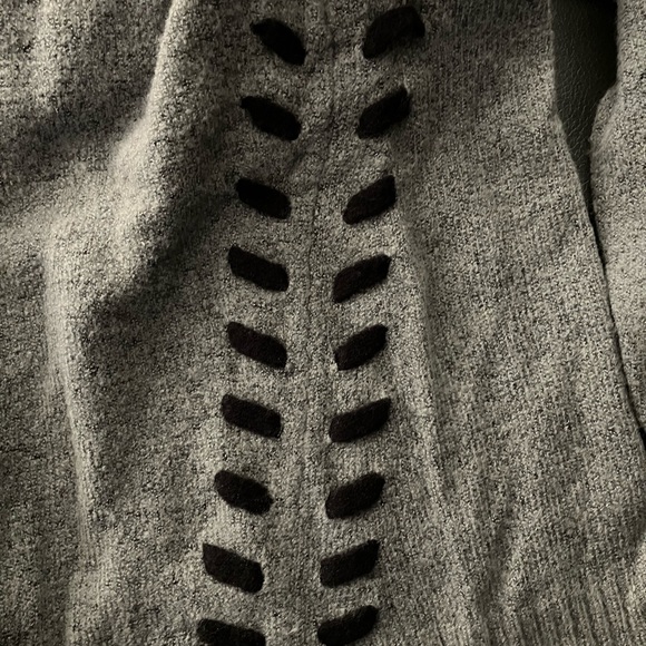 2/$35 Dex Long Sweater Gray with Black Lace up Side Pattern - Small - Picture 4 of 5